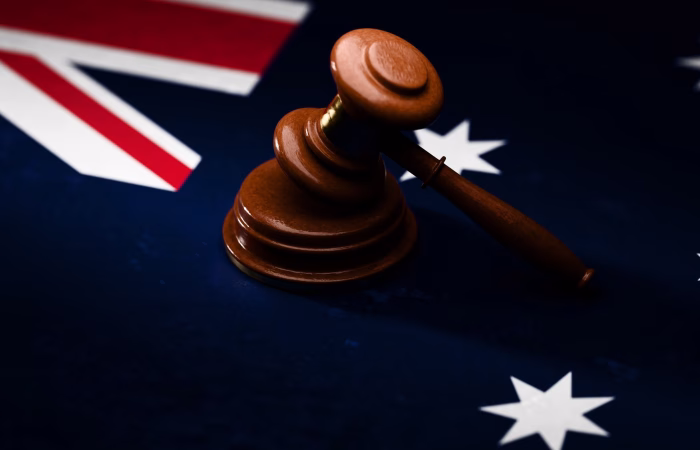 An Australian flag-adorned gavel, representing Australia's privacy law.