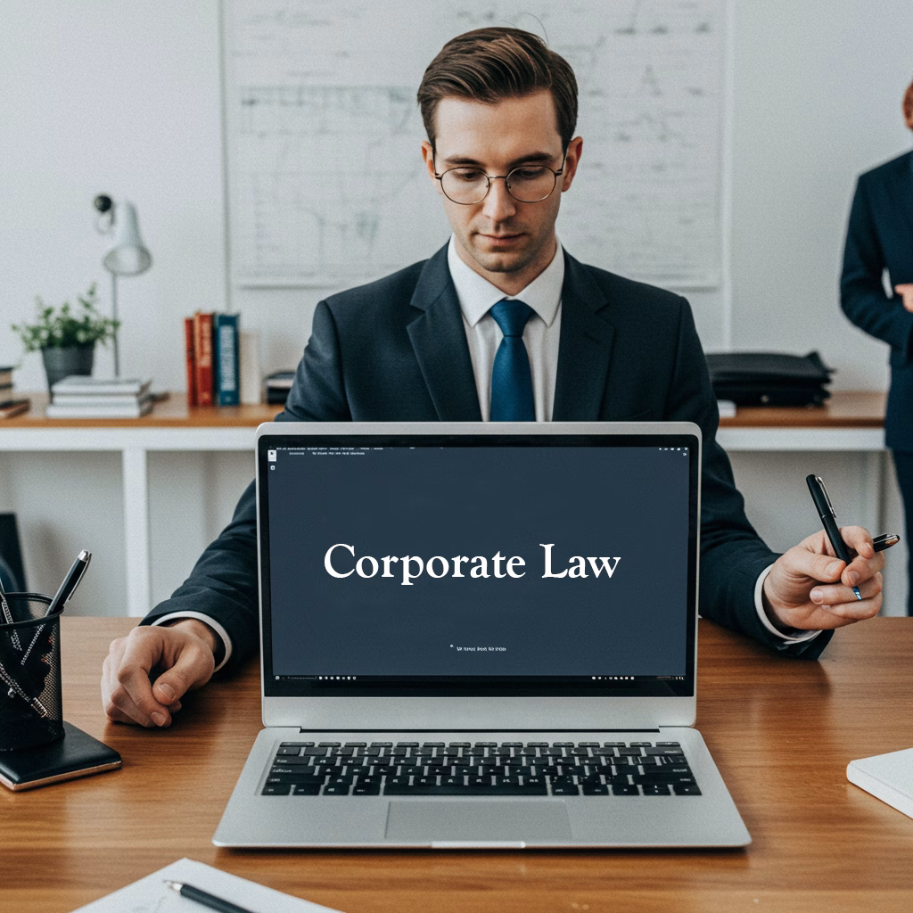 A man presenting on our Corporate legal services.